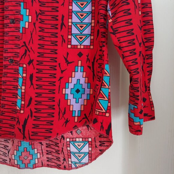 Wrangler Cowboy Cut Long Tails Western Rodeo Native Aztec Button Shirt 16-34 - Picture 5 of 10